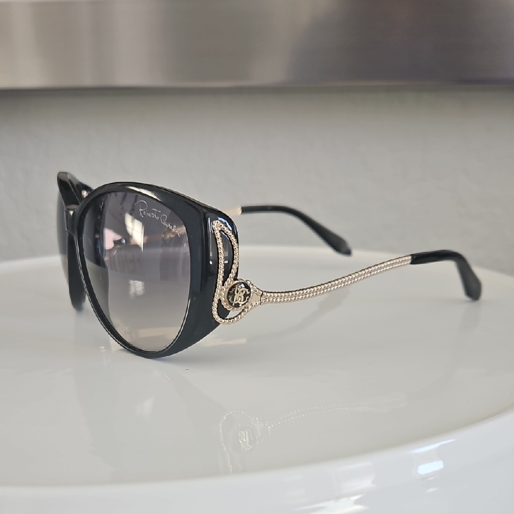 Roberto Cavalli Black and Gold Embellished Sunglasses